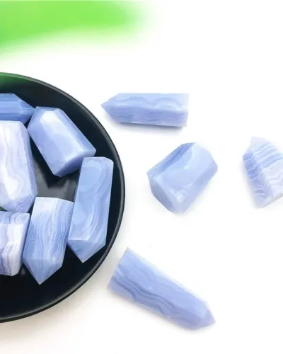 Raw 6-Faceted Blue Lace Agate Tower Wholesale