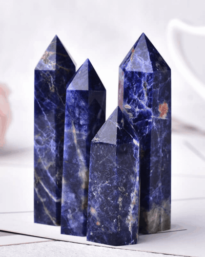 Raw Sodalite Tower Pointed Crystal Gift Decoration
