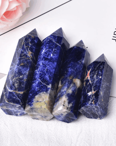 Raw Sodalite Tower Pointed Crystal Gift Decoration