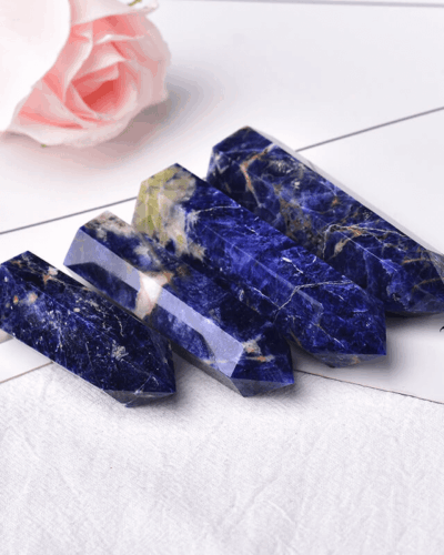 Raw Sodalite Tower Pointed Crystal Gift Decoration