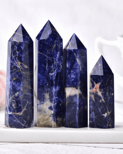 Raw Sodalite Tower Pointed Crystal Gift Decoration