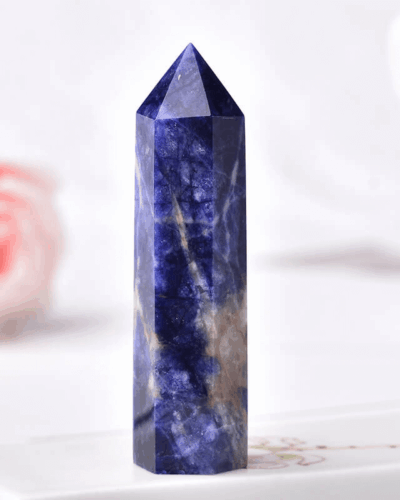 Raw Sodalite Tower Pointed Crystal Gift Decoration
