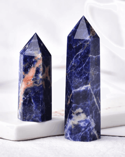Raw Sodalite Tower Pointed Crystal Gift Decoration