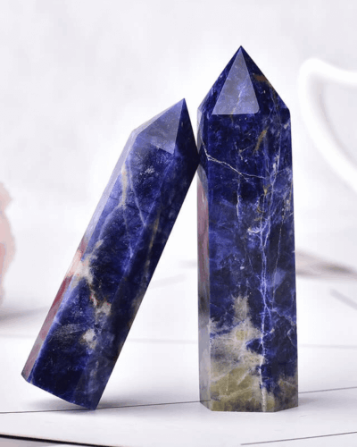 Raw Sodalite Tower Pointed Crystal Gift Decoration