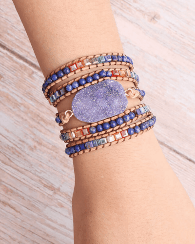 Stackable Bohemian Style Raw Stone Beaded Bracelet