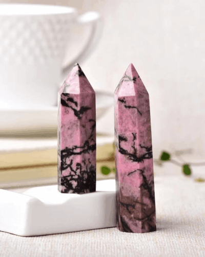Real Rhodonite Stone Tower Obelisk for Healing