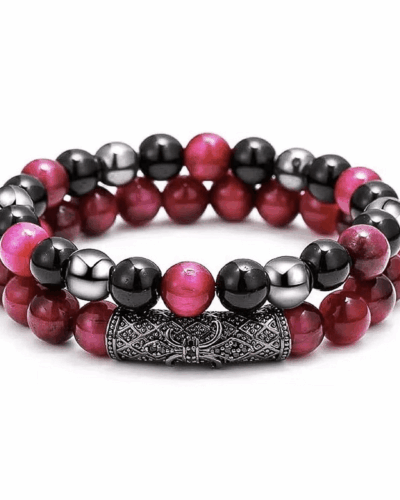 Triple Hematite Black Obsidian Tiger's Eye Bracelet Wholesale