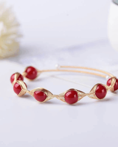 Red Agate Crystal Bracelet Wire Wrapped Chain Wholesale