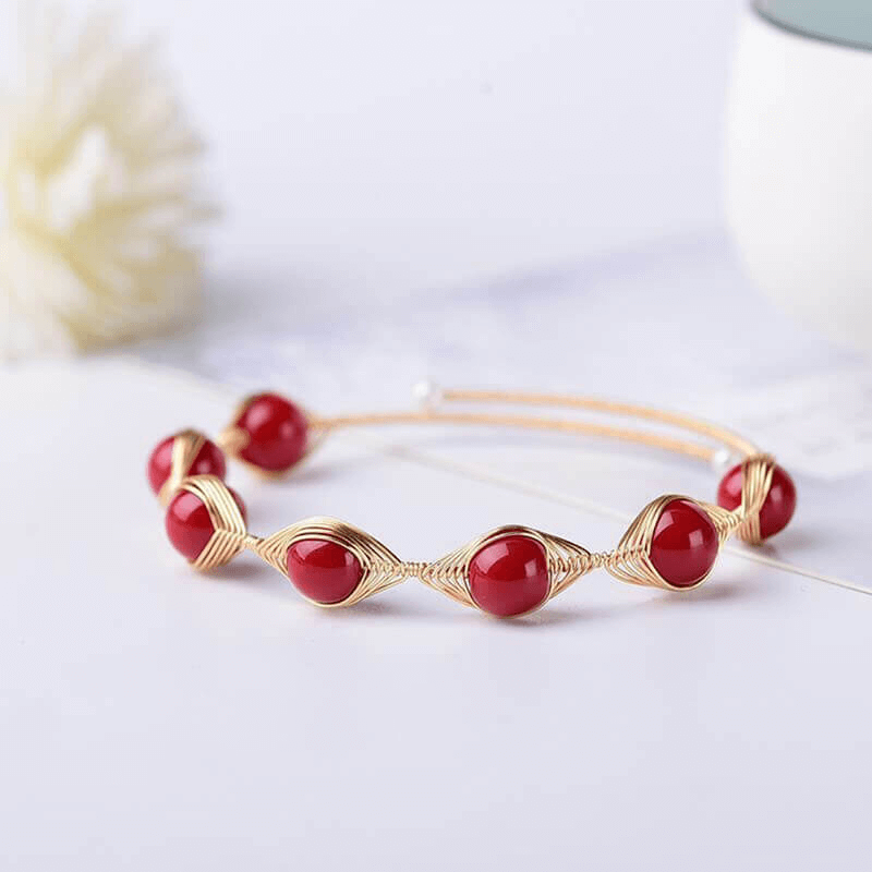 Red Agate Crystal Bracelet Wire Wrapped Chain Wholesale