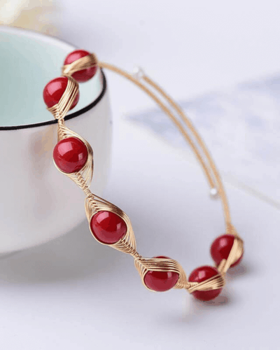 Red Agate Crystal Bracelet Wire Wrapped Chain Wholesale