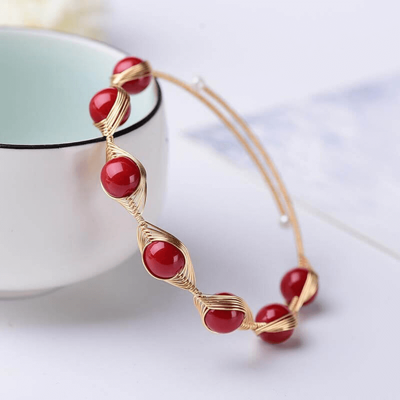 Red Agate Crystal Bracelet Wire Wrapped Chain Wholesale