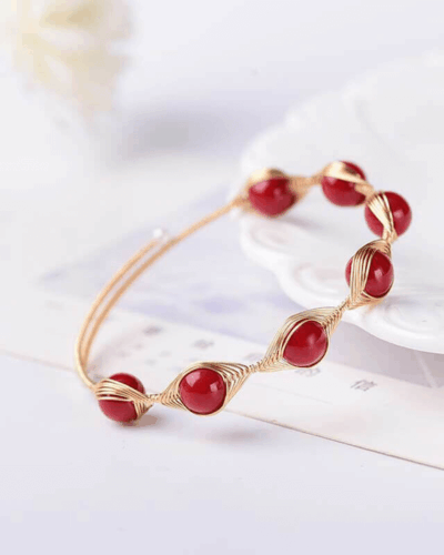Red Agate Crystal Bracelet Wire Wrapped Chain Wholesale
