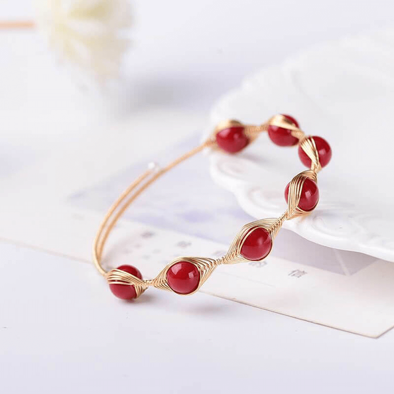 Red Agate Crystal Bracelet Wire Wrapped Chain Wholesale