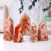 Red Cherry Blossom Agate 4 Faceted Crystal Tower