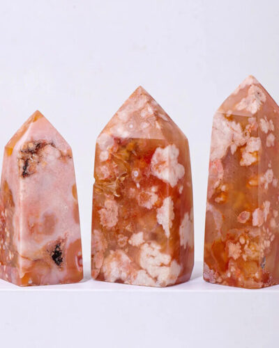 Red Cherry Blossom Agate 4 Faceted Crystal Tower