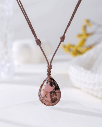 Natural Crystal Pendant Adjustable Woven Necklace Unisex