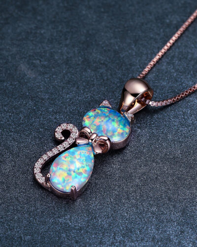 Rococo Style Cat Opal Necklace White Gold Platedの別ビュー