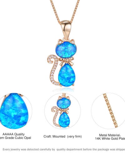 Rococo Style Cat Opal Necklace White Gold Plated 5