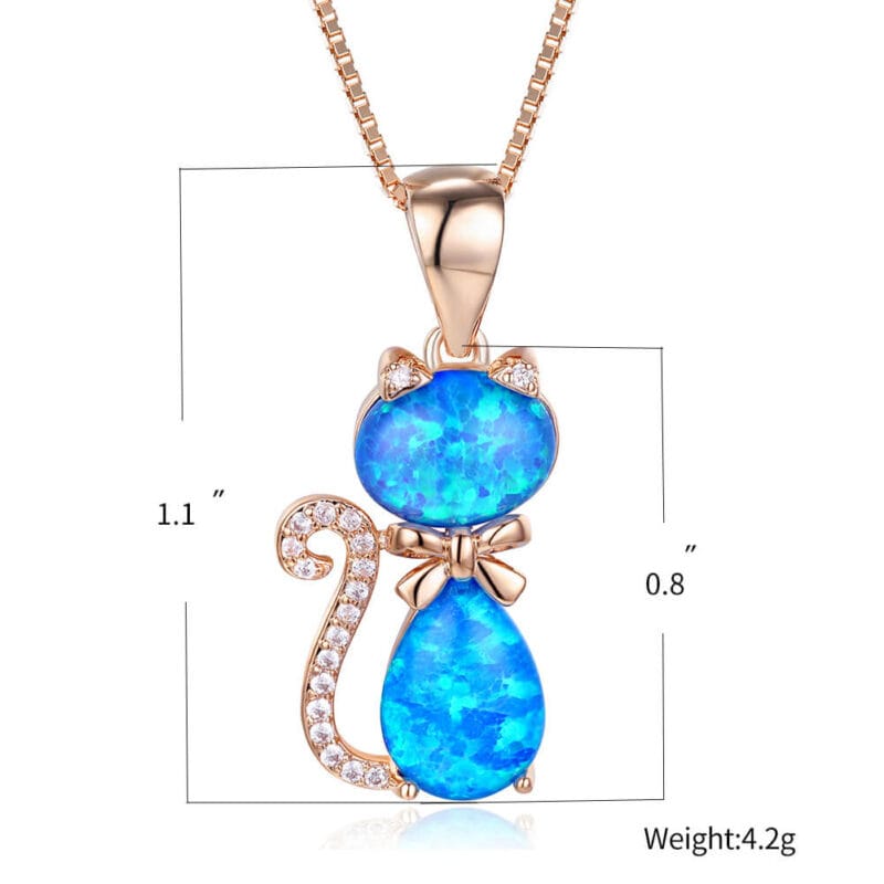 Rococo Style Cat Opal Necklace White Gold Plated 7
