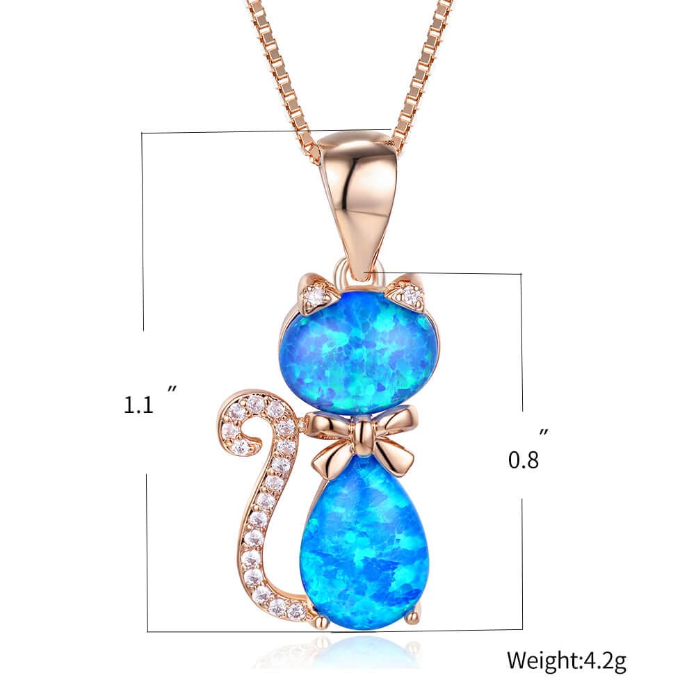 Rococo Style Cat Opal Necklace White Gold Plated - Image 7