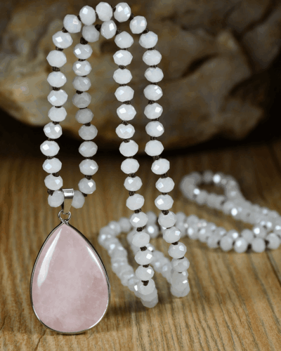Faceted Beads Vintage Long Teardrop Pendant Necklace