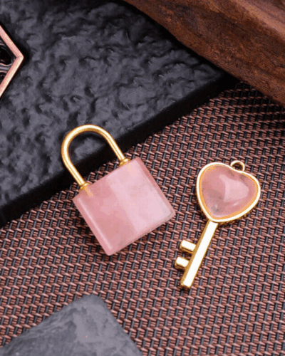 Crystal Customized Couple Pendants Wholesale Lock & Key Set