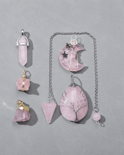 Rose Quartz Clear Quartz Necklace Crystal Jewelry Sets