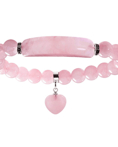 8MM Healing Crystal Heart Charm Bracelet Bulk