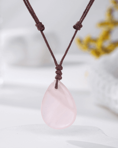 Natural Crystal Pendant Adjustable Woven Necklace Unisex