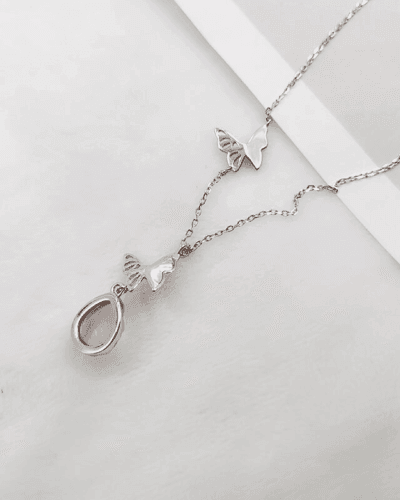 Rose Quartz Butterfly Pendant S925 Sterling Silver Necklace