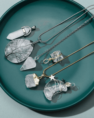 Rose Quartz Clear Quartz Necklace Crystal Jewelry Sets