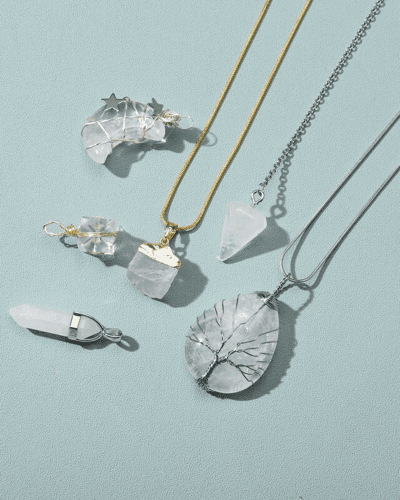 Rose Quartz Clear Quartz Necklace Crystal Jewelry Sets