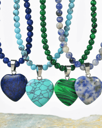 Round Bead Crystal Heart Pendant Necklace Wholesale