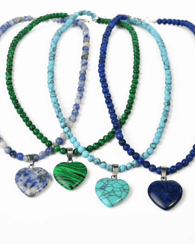 Round Bead Crystal Heart Pendant Necklace Wholesale
