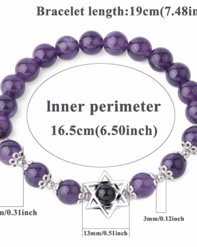 8MM Amethyst Red Jasper Crystal Bracelet with Hexagram Charm