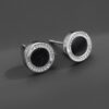 Round Mens Earrings Stud with Silver Plated