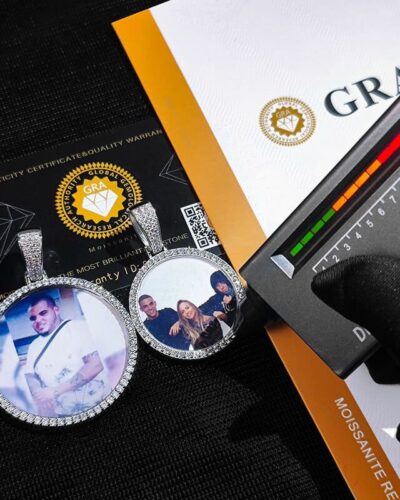 Round S925 Sterling Silver Moissanite Picture Pendant for Men