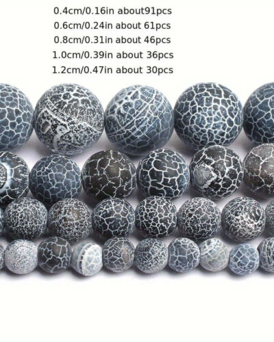 Alternative view of Round Shaped Frosted Black Agate Beads Loose Gemstone Wholesale