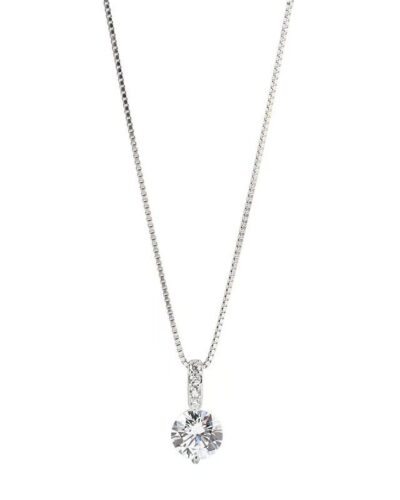 Round Solitaire Moissanite Necklace with 925 Sterling Silver