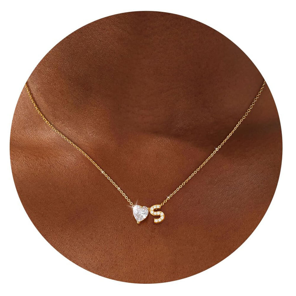 18K Gold Plated Initial Letter A-Z Pendant Necklace Heart Bulk - Image 10