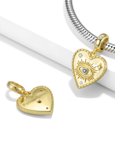 Alternatief beeld van S925 Silver Evil Eye Heart Pendant with CZ