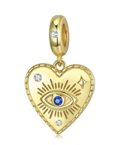 S925 Silver Evil Eye Heart Pendant with CZ show