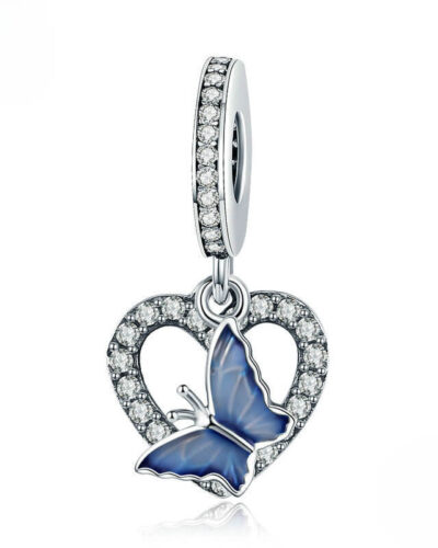 S925 Silver Heart Butterfly Pendant DIY Accessory show