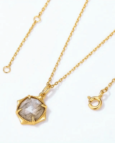 Vista alternativa dell'S925 Silver Natural Labradorite Necklace