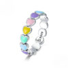 S925 Silver Rainbow Heart Statement Ring show