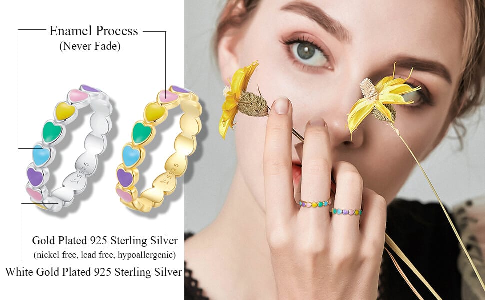 S925 Silver Rainbow Heart Statement Ring 3