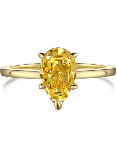 S925 Silver Yellow Gemstone Engagement Ring