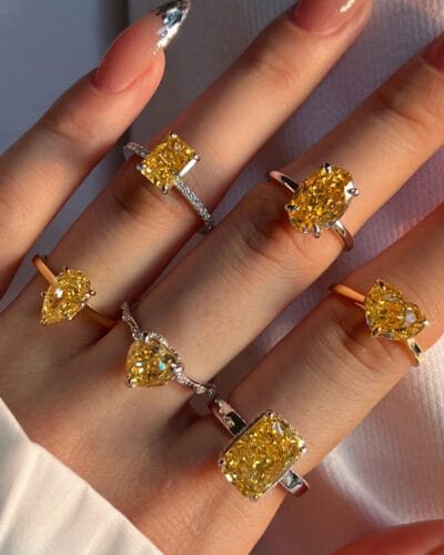 S925 Silver Yellow Gemstone Engagement Ring 3