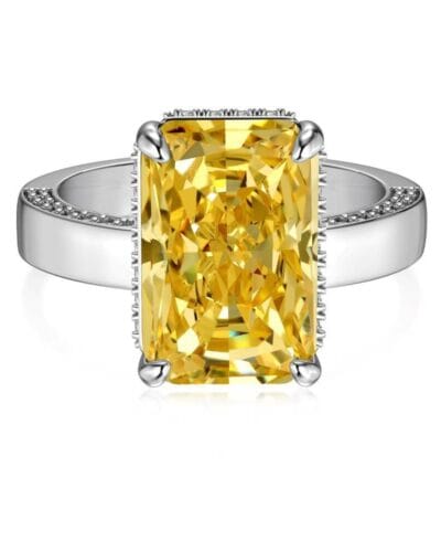 S925 Silver Yellow Gemstone Engagement Ring STYLE 5