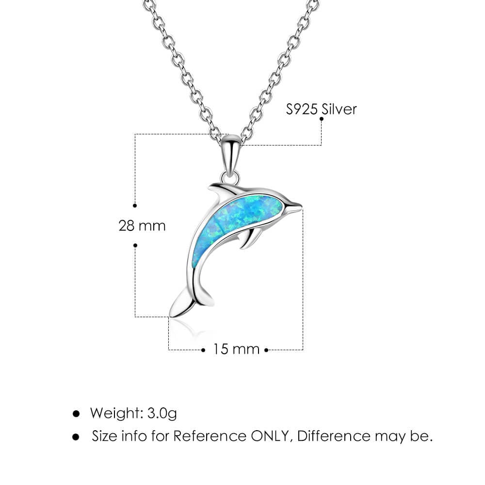 S925 Sterling Silver Blue Opal Dolphin Necklace - Image 5